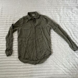 Aeropostale Womens Solid Utility Woven Shirt Button Up Long Sleeve Lyocell XS